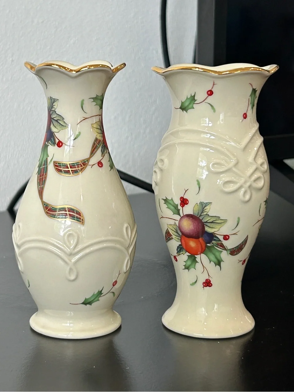 LENOX Holiday Tartan Bud Vases (Bundle of 2) 5 in. Tall